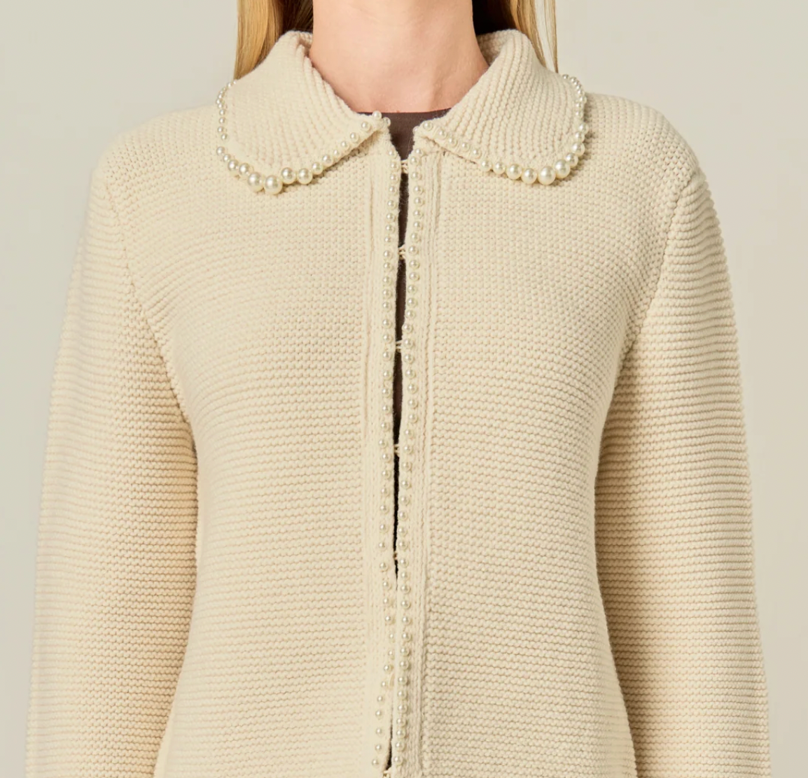 Knit Pearl Detail Cardigan