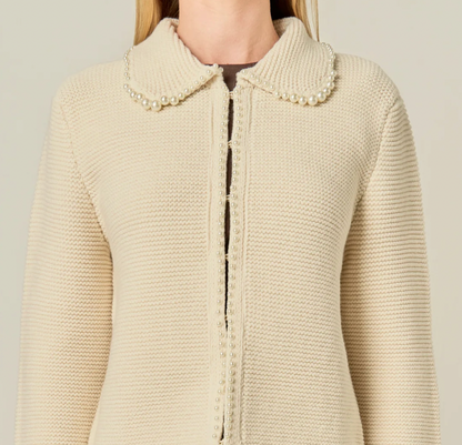 Knit Pearl Detail Cardigan