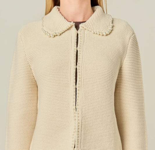 Knit Pearl Detail Cardigan