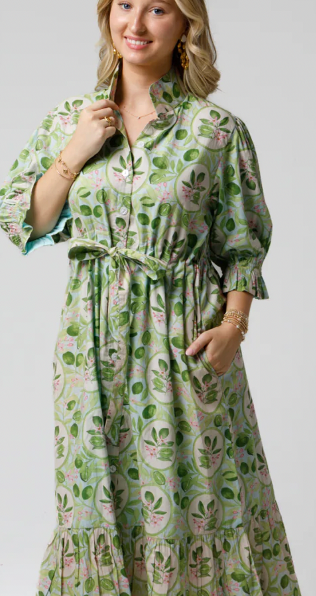 Catherine Dress in Key Limes Blue