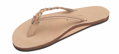Flirty Braidy - Single Layer Premier Leather 1/2" Narrow Strap with Braid Sierra Brown