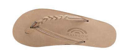 Flirty Braidy - Single Layer Premier Leather 1/2" Narrow Strap with Braid Sierra Brown