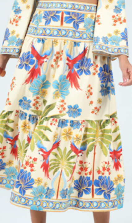 Geneva Skirt Parrots In Bloom