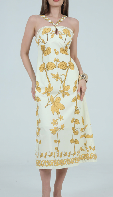 ZOEY PRINTED HALTER NECK MAXI DRESS