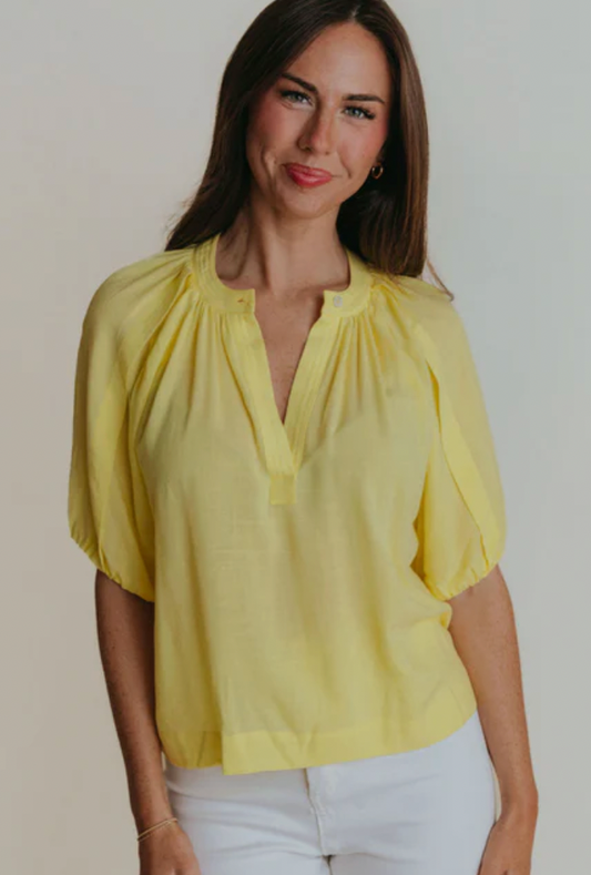 Henley Top Lemon