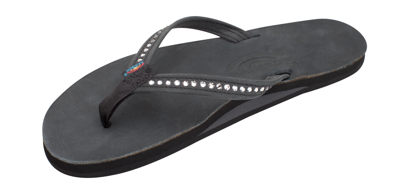Crystal Collection - Single Layer Arch Support Leather 1/2" Narrow Strap with Swarovski® Crystals