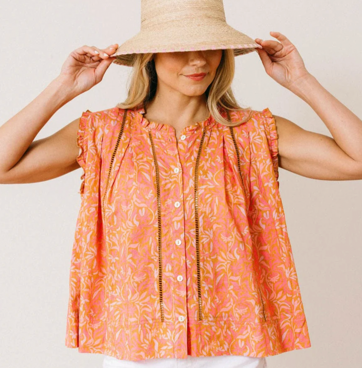 Pink Folk Floral Augustine Top