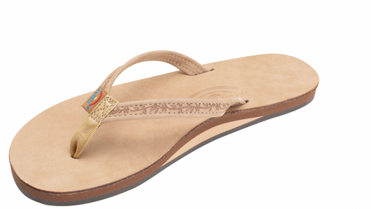 Las Flores - Single Layer Premier Leather with a Floral 1/2" Narrow Strap