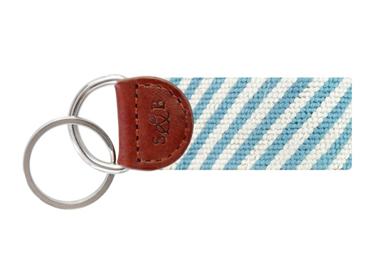 Blue Seersucker Key Fob