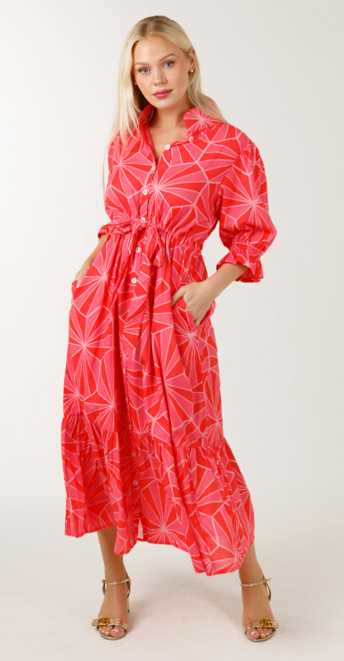 Catherine Dress Kaleidoscope Pink
