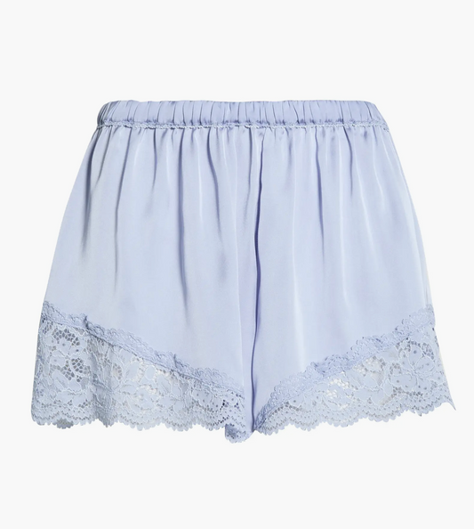 Meet Me in the Middle Lace Trim Tap Shorts Peri Ice