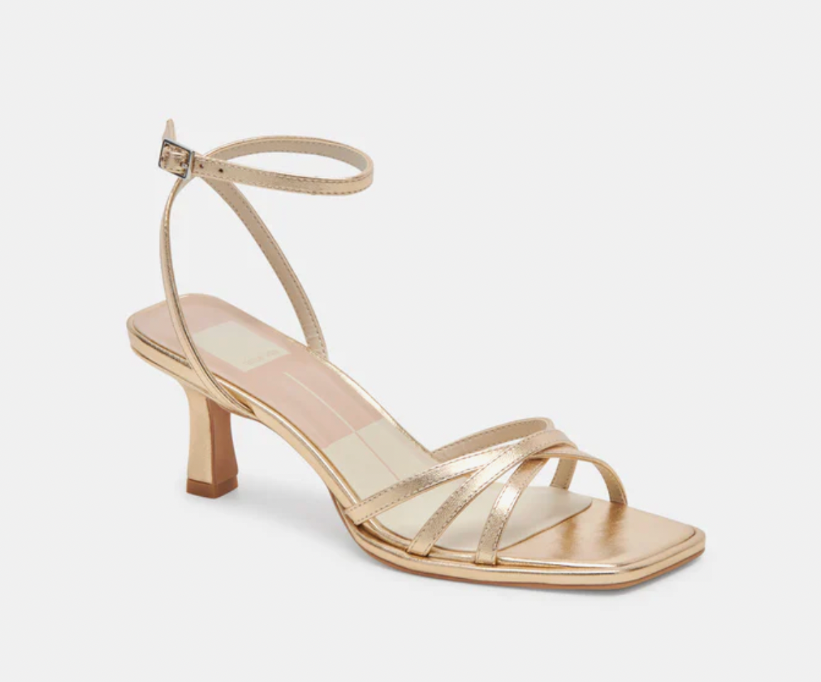 Manji Heels Light Gold Metallic Leather