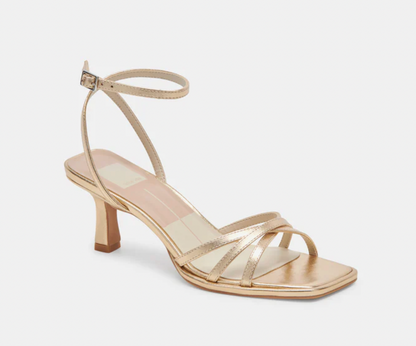 Manji Heels Light Gold Metallic Leather