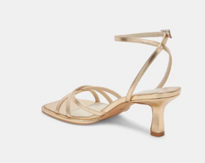 Manji Heels Light Gold Metallic Leather