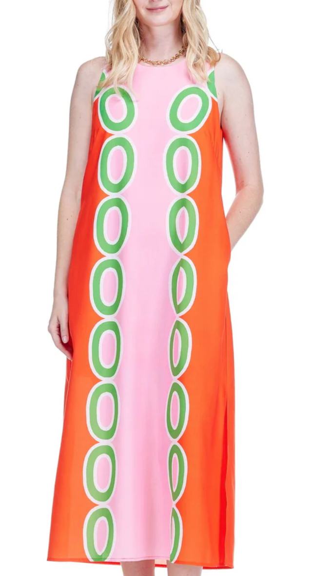 Red Links Column Midi Dress