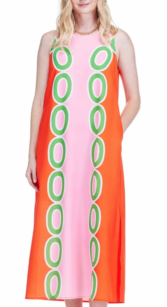 Red Links Column Midi Dress