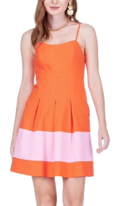 Orange Pleated Sundress