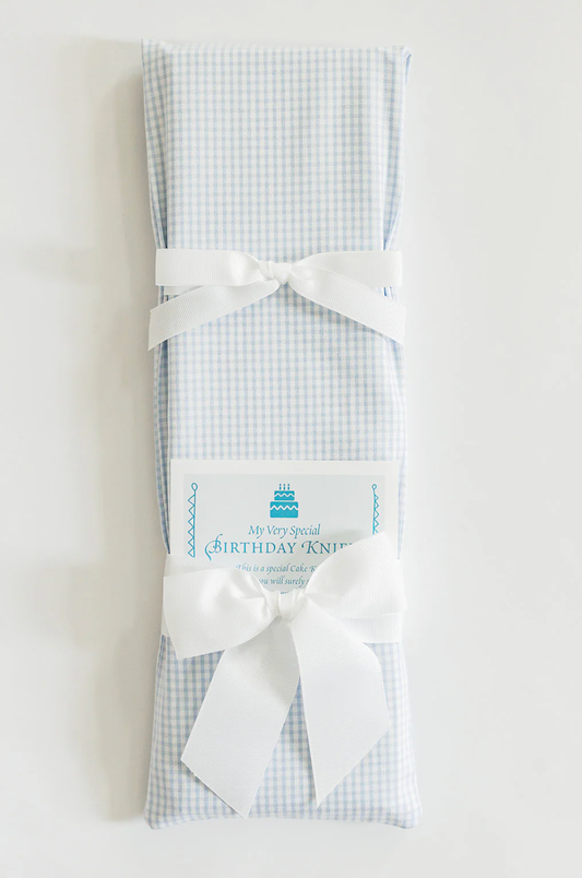 Tiny Blue Gingham Birthday Knife