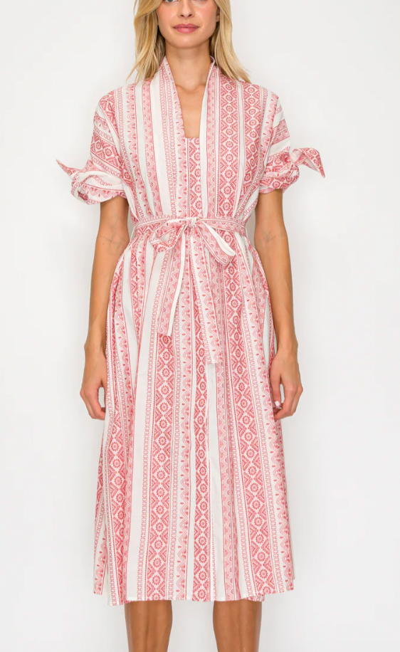 Crimson Weave Shirt Dress