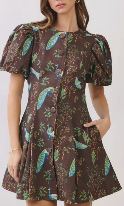 Puff Sleeve Button Down Mini Dress