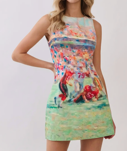 Football Print Open Back Mini Dress