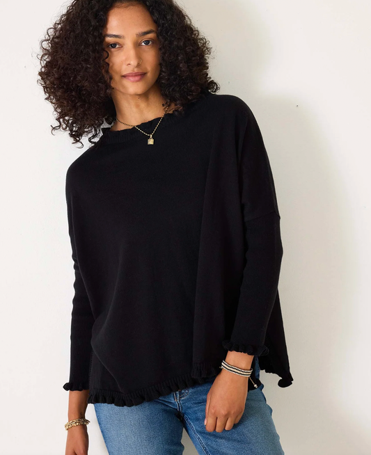 Catalina Black Ruffle Sweater