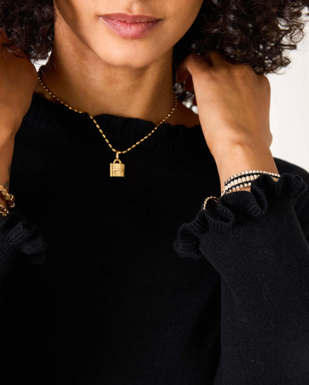 Catalina Black Ruffle Sweater