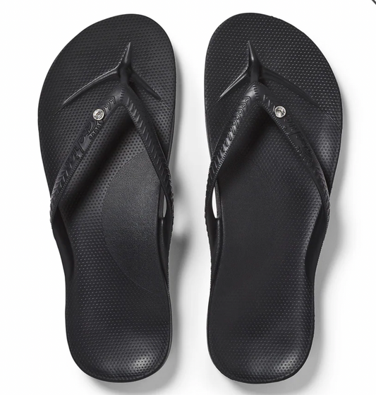 Crystal Black Arch Support Flip Flops