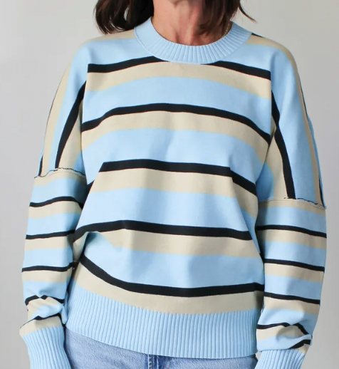 Striped Alma Pullover Ice Blue Combo