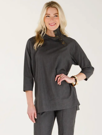 Georgia Top Black Washed Denim
