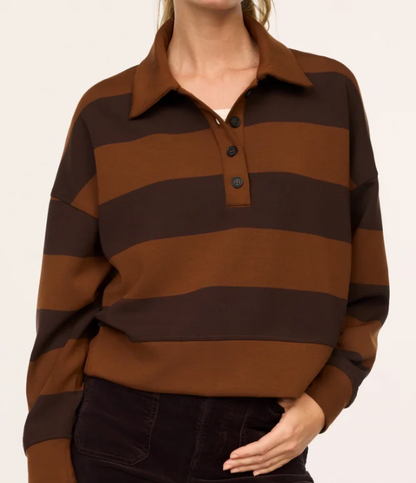 SPANX AirEssentials® Brown Block Stripe Rugby Shirt