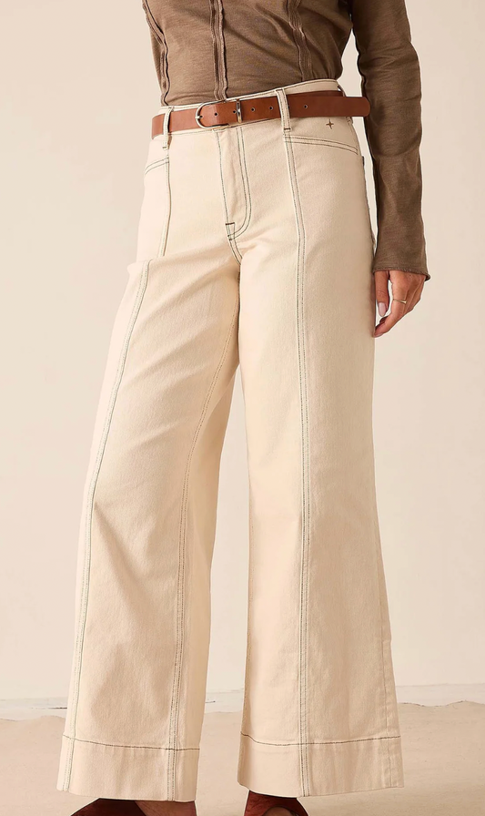 Kate Front Seam Wide Leg Jeans Oat