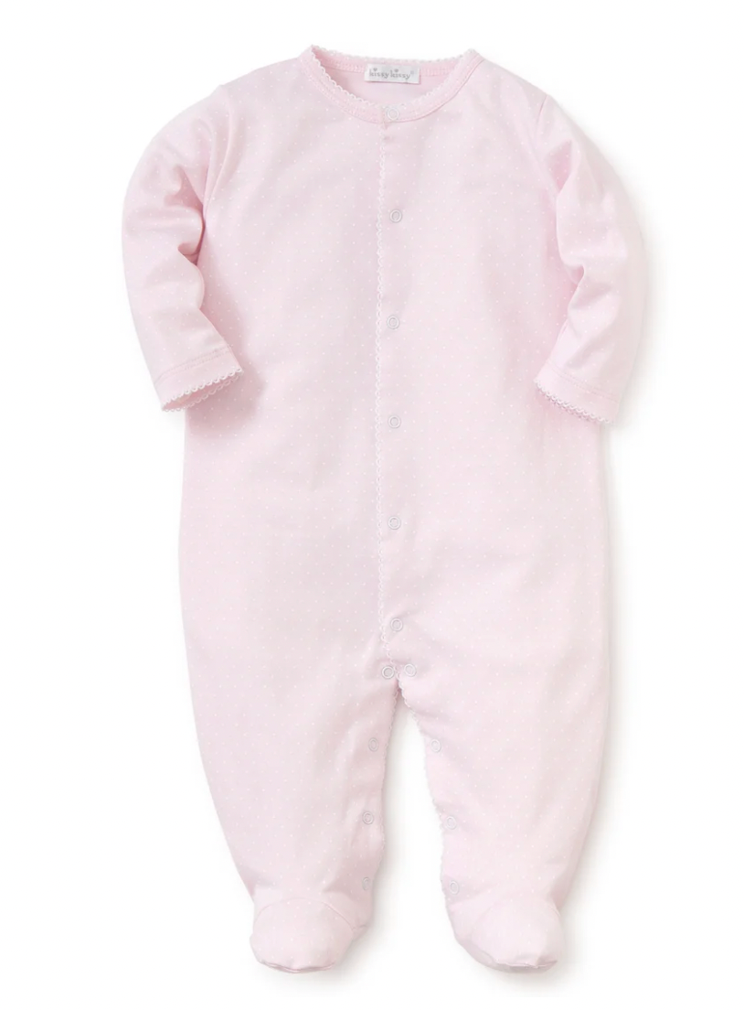 Pink/White New Kissy Dots Print Footie