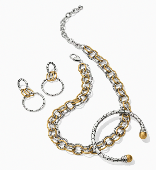 Pebble Link Two Tone Necklace