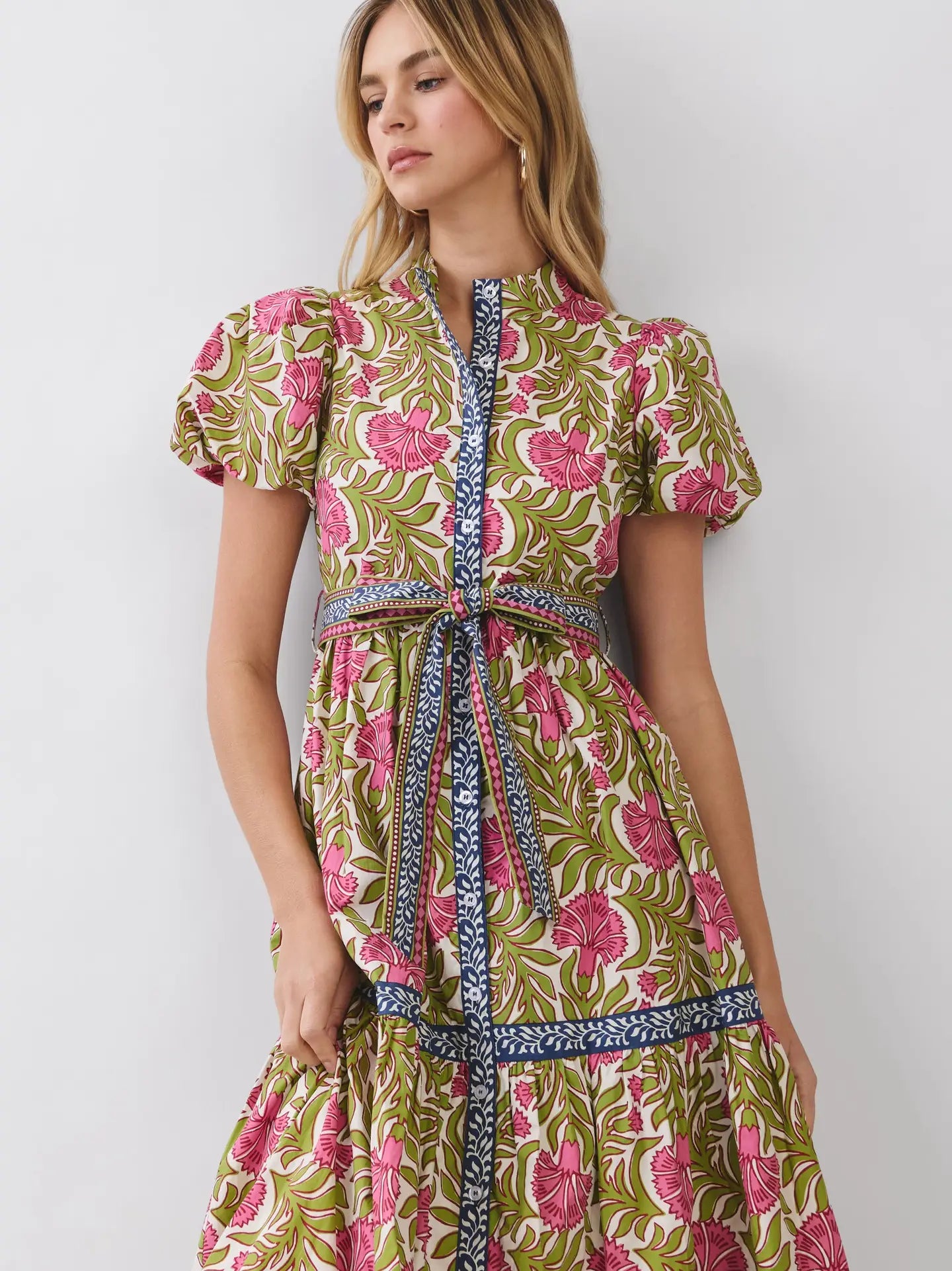 Floral Tie Waist Midi Dress
