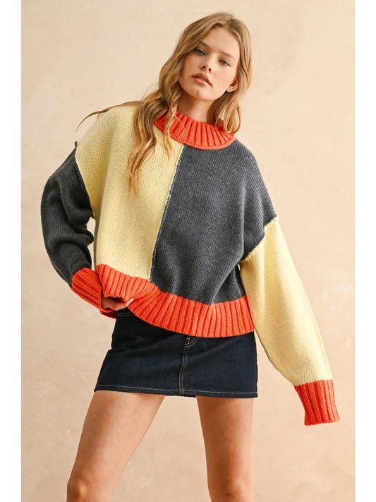 Banana/Navy Colorblock Sweater