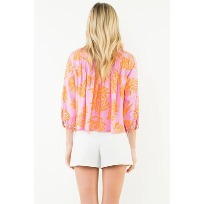 Long Sleeve Floral Pattern Top