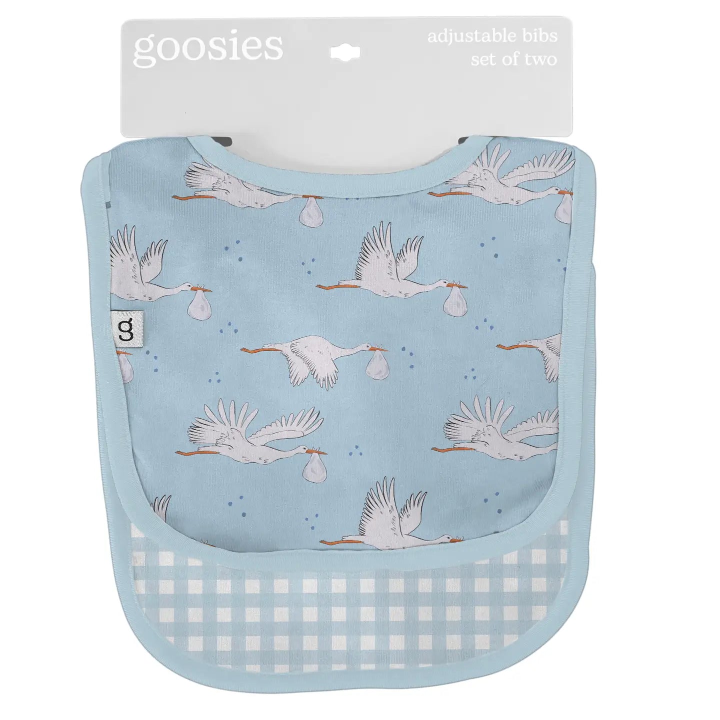 Baby Boy (Blue Storks/Gingham) Bib Set