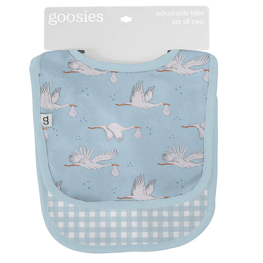 Baby Boy (Blue Storks/Gingham) Bib Set