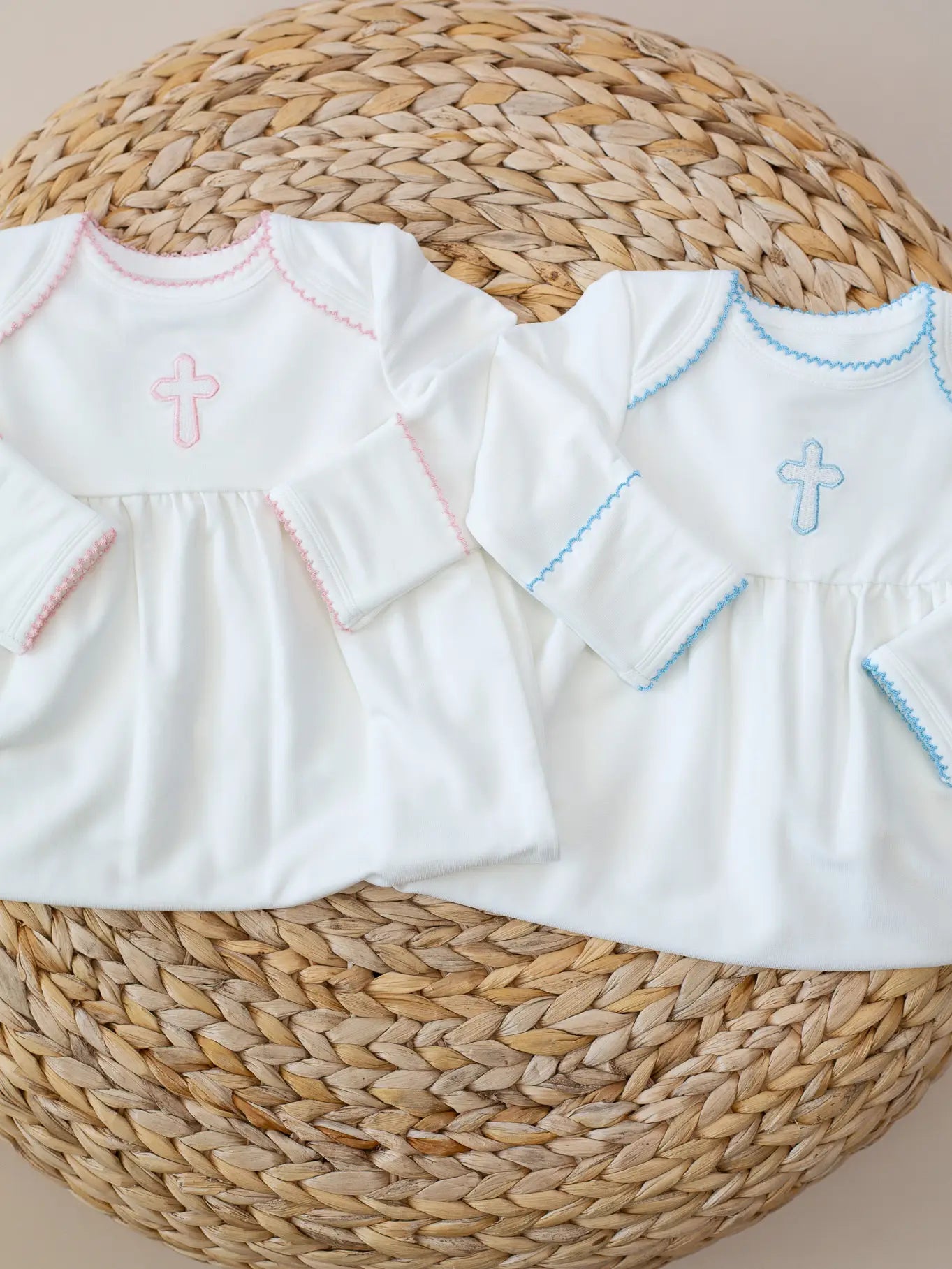 Pink Cross (Easter/Baptism/Christian) Embroidered Gown 0-3 MO