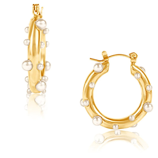 Nicoletta Pearl Hoop Earrings