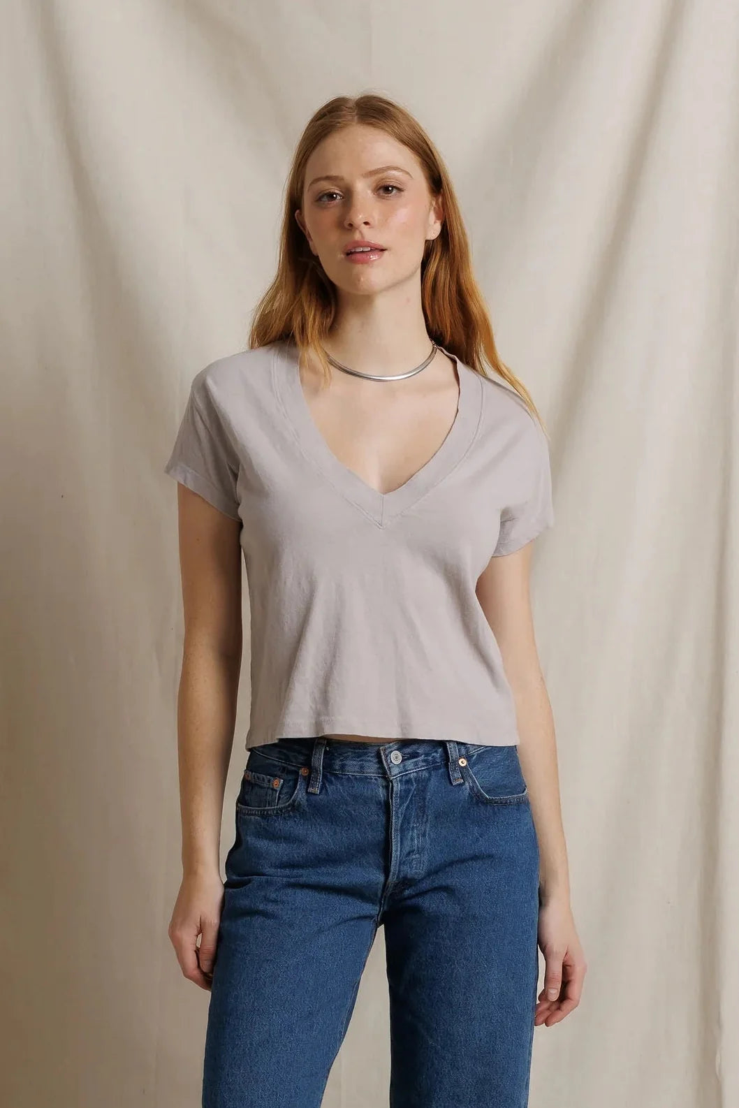 alanis recycled cotton v neck tee