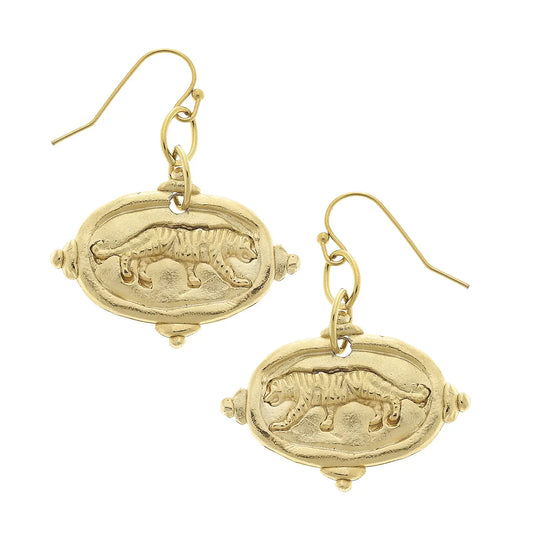 Gold Tiger Earrings