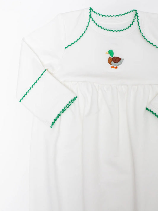 Pip Embroidered Gown - Mallard Duck 0-3 months