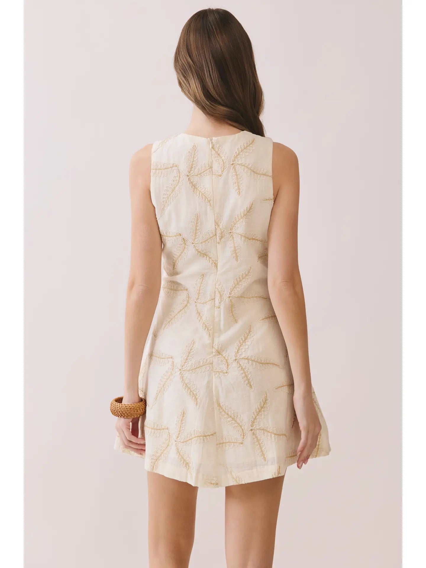 Starfish Embroidered A Line Sleeveless Mini Dress
