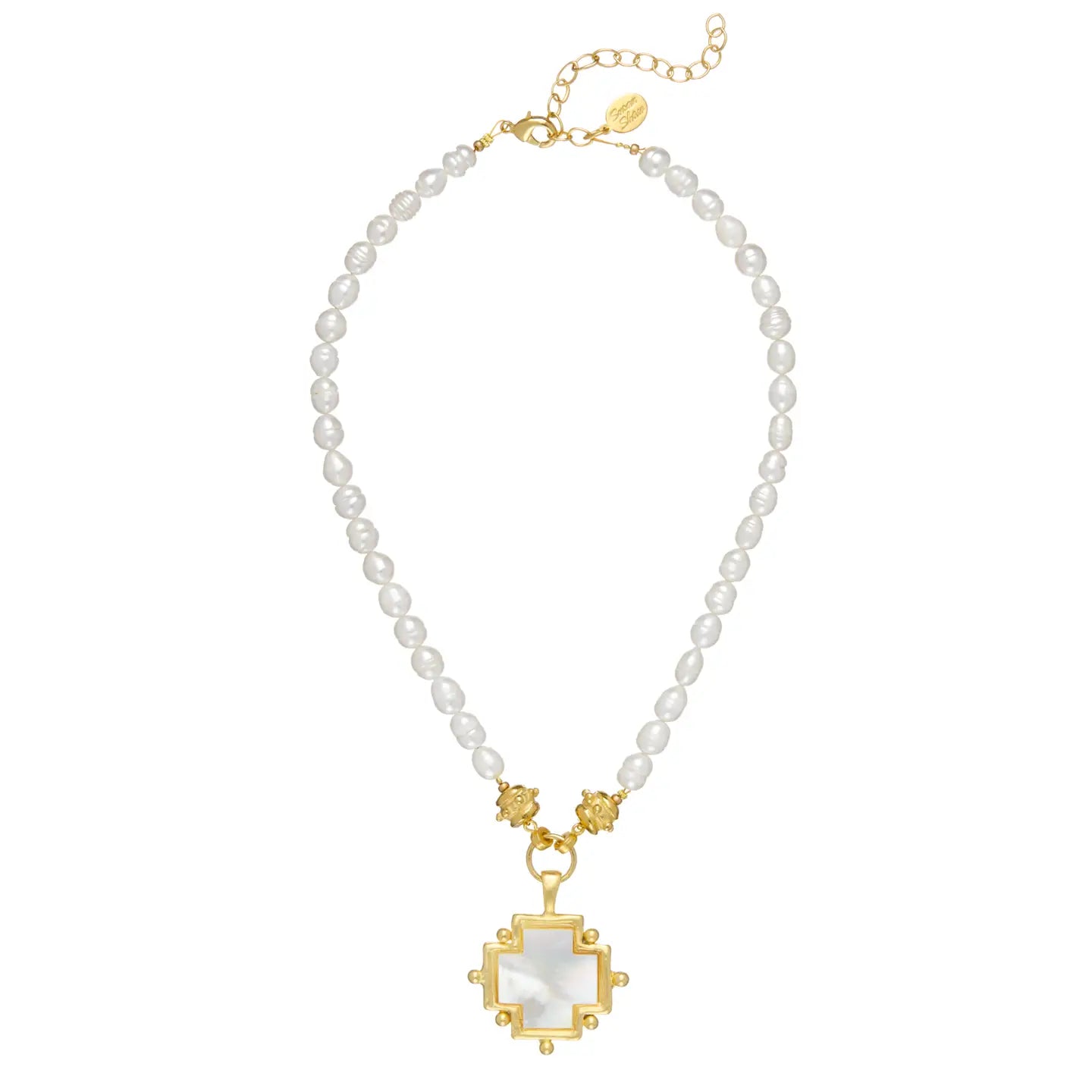 Mother of Pearl Cross Necklace On Pearl