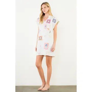 Short Sleeve Embroidery Detail Dress