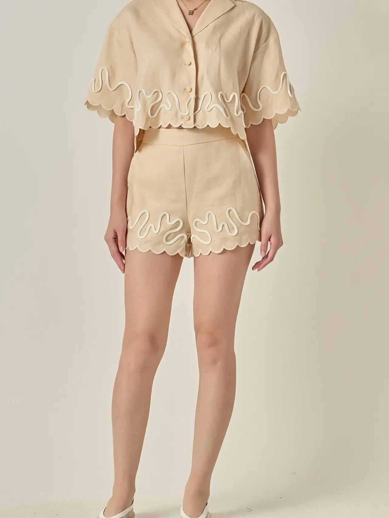 Wavy Embroidered Shorts