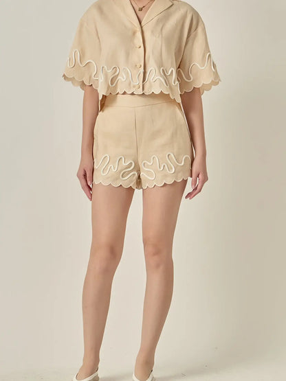 Wavy Embroidered Shorts