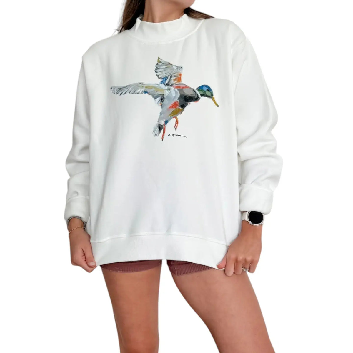 "Take Flight Mallard Duck" Mock Neck